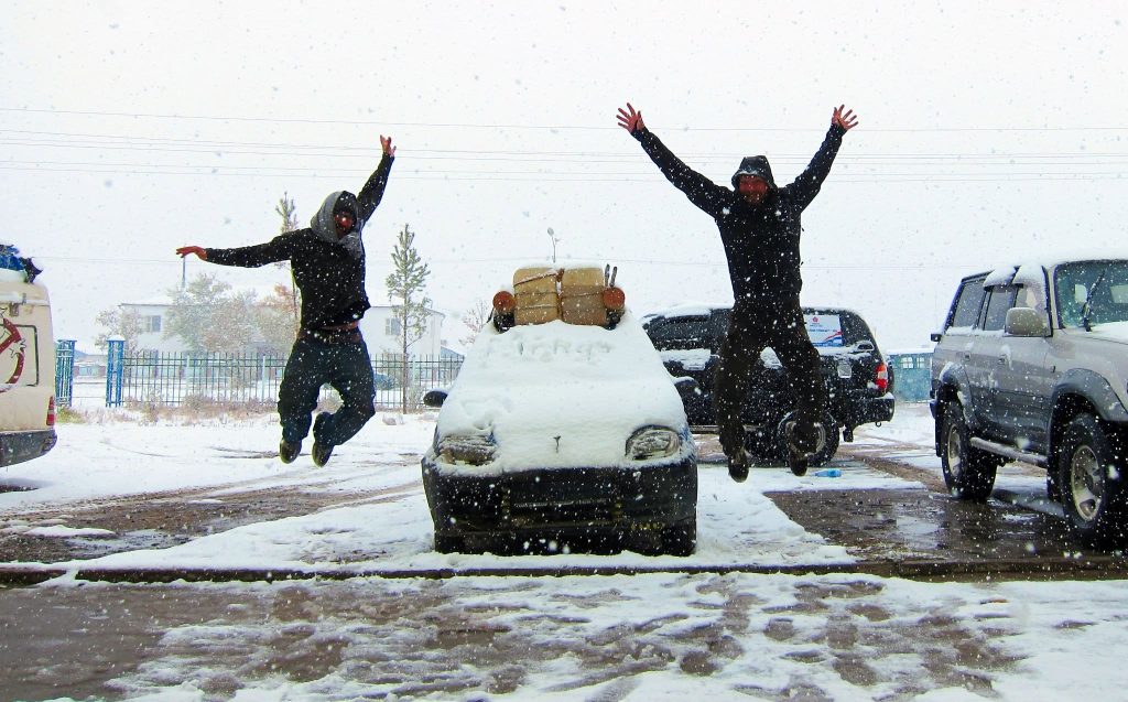 Snow day in Bayankhongor, Mongolia